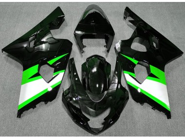 Aftermarket 2004-2005 Gloss Black & Green Suzuki GSXR 600-750 Motorcycle Fairings