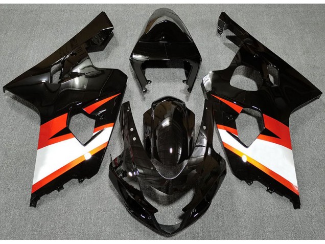 Aftermarket 2004-2005 Gloss Black & Orange Suzuki GSXR 600-750 Motorcycle Fairings