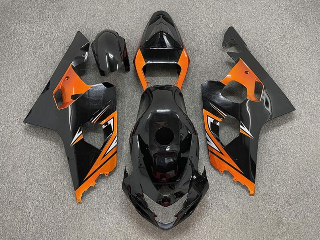 Aftermarket 2004-2005 Gloss Black and Orange Suzuki GSXR 600-750 Motorcycle Fairings