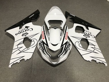 Aftermarket 2004-2005 Gloss Black and White Corona Style Suzuki GSXR 600-750 Motorcycle Fairings