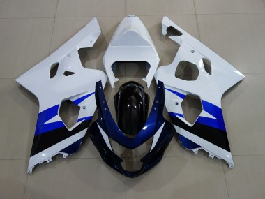 Aftermarket 2004-2005 Gloss White & Deep Blue Suzuki GSXR 600-750 Motorcycle Fairings