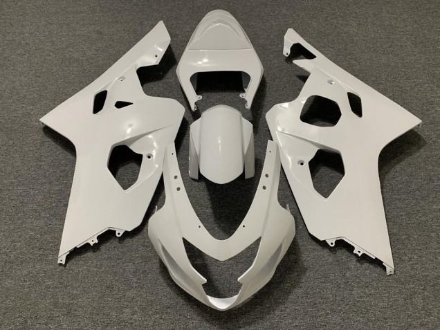 Aftermarket 2004-2005 Gloss White Suzuki GSXR 600-750 Motorcycle Fairings