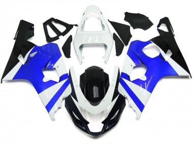 Aftermarket 2004-2005 Gloss White and Gloss Blue Suzuki GSXR 600-750 Motorcycle Fairings