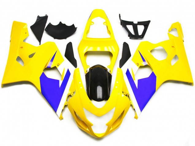 Aftermarket 2004-2005 Gloss Yellow and Vibrant Blue Custom Suzuki GSXR 600-750 Motorcycle Fairings