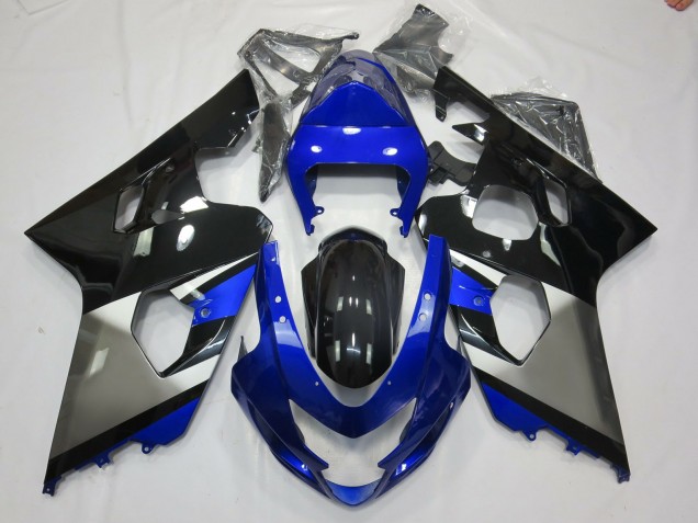 Aftermarket 2004-2005 Grey Blue and Black Suzuki GSXR 600-750 Motorcycle Fairings