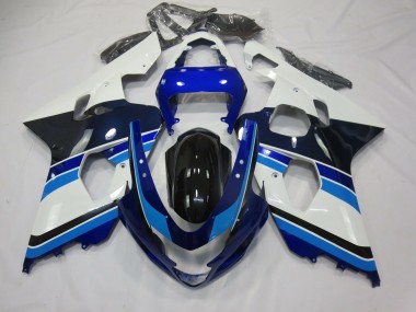 Aftermarket 2004-2005 Light Blue White and Black Suzuki GSXR 600-750 Motorcycle Fairings