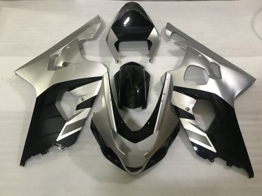 Aftermarket 2004-2005 Matte Silver and Black Suzuki GSXR 600-750 Motorcycle Fairings