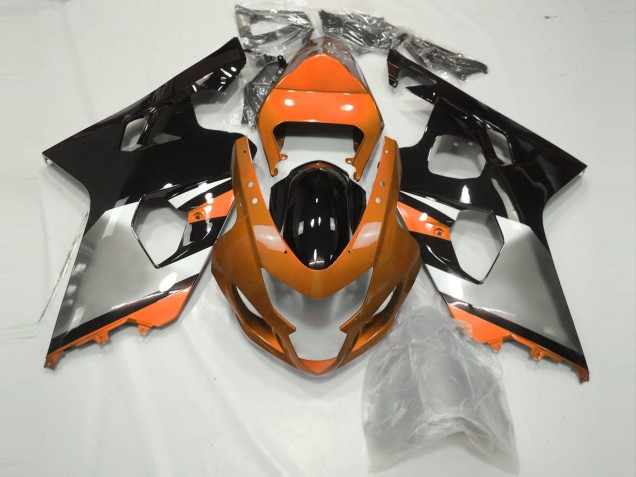 Aftermarket 2004-2005 Orange Silver and Black Suzuki GSXR 600-750 Motorcycle Fairings