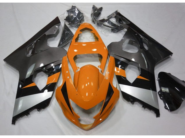 Aftermarket 2004-2005 Orange and Silver Suzuki GSXR 600-750 Motorcycle Fairings