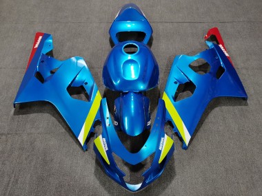 Aftermarket 2004-2005 Pearl Blue Yellow Suzuki GSXR 600-750 Motorcycle Fairings