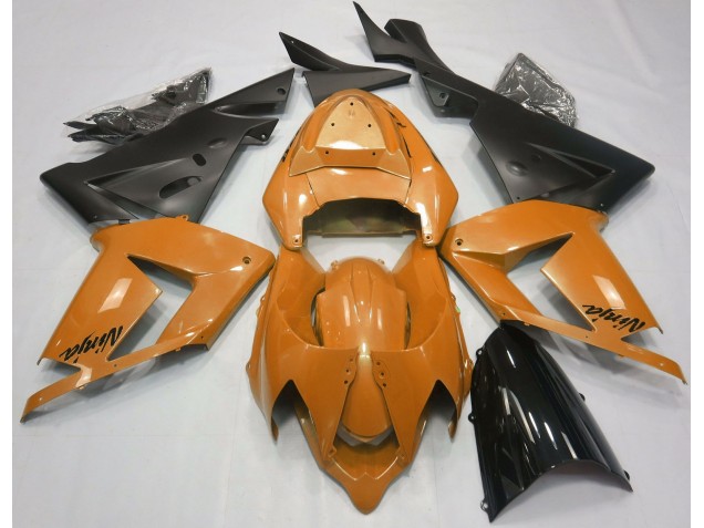 Aftermarket 2004-2005 Pearl Orange & Black Kawasaki ZX10R Motorcycle Fairings