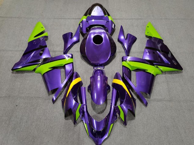 Aftermarket 2004-2005 Purple Green and Yellow Kawasaki ZX10R Motorcycle Fairings