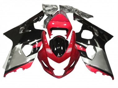 Aftermarket 2004-2005 Red Silver and Black Suzuki GSXR 600-750 Motorcycle Fairings