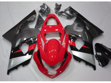 Aftermarket 2004-2005 Red and Silver Gloss Suzuki GSXR 600-750 Motorcycle Fairings