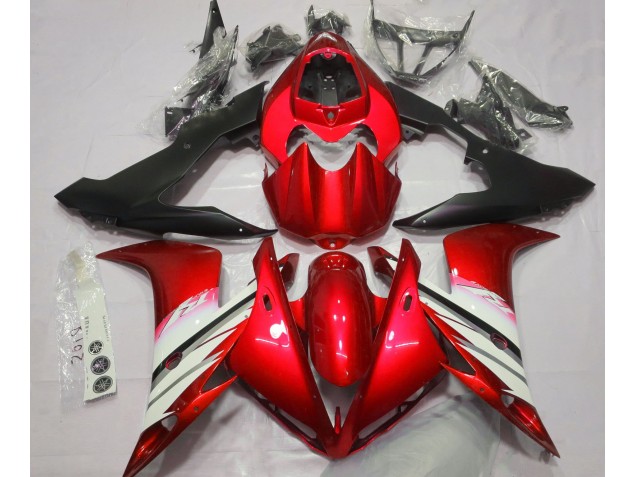 Aftermarket 2004-2006 Bright Red & White Yamaha R1 Motorcycle Fairings