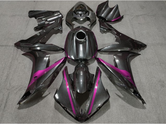 Aftermarket 2004-2006 Carbon Style w Pink Yamaha R1 Motorcycle Fairings