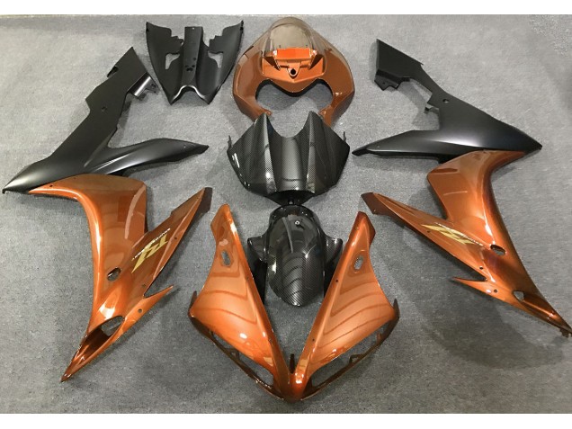 Aftermarket 2004-2006 Gloss Orange and Carbon Style Yamaha R1 Motorcycle Fairings