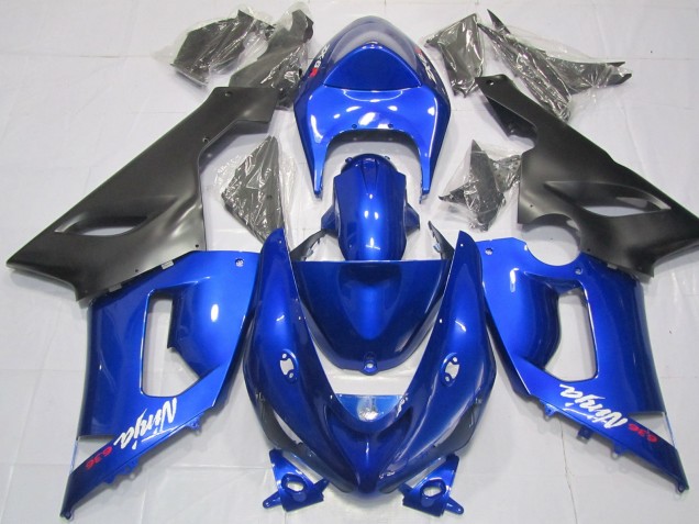 Aftermarket 2005-2006 Blue and Black Kawasaki ZX6R Motorcycle Fairings