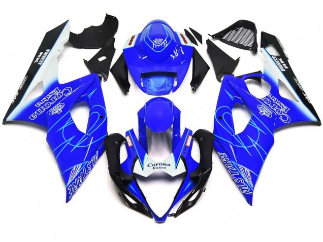 Aftermarket 2005-2006 Blue and White Corona Style Suzuki GSXR 1000 Motorcycle Fairings