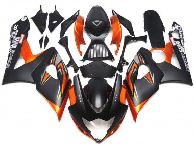 Aftermarket 2005-2006 Custom Matte and Gloss Black and Orange Suzuki GSXR 1000 Motorcycle Fairings