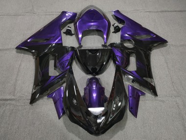 Aftermarket 2005-2006 Gloss Black and Purple Kawasaki ZX6R Motorcycle Fairings