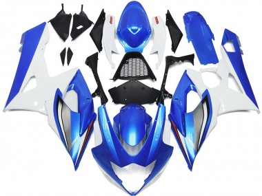 Aftermarket 2005-2006 Gloss Blue and White with red and Silver Suzuki GSXR 1000 Motorcycle Fairings