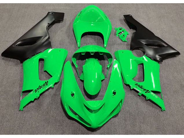 Aftermarket 2005-2006 Gloss Green Kawasaki ZX6R Motorcycle Fairings