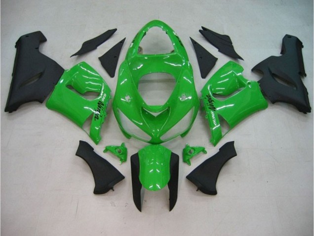 Aftermarket 2005-2006 Gloss Green Matte Kawasaki ZX6R Motorcycle Fairings