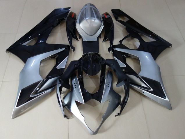 Aftermarket 2005-2006 Gloss Silver and Black Suzuki GSXR 1000 Motorcycle Fairings