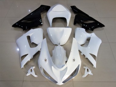 Aftermarket 2005-2006 Gloss White & Black Kawasaki ZX6R Motorcycle Fairings