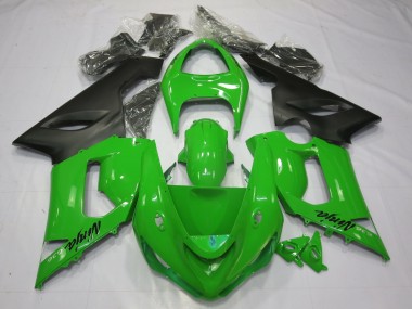 Aftermarket 2005-2006 Green Black Kawasaki ZX6R Motorcycle Fairings