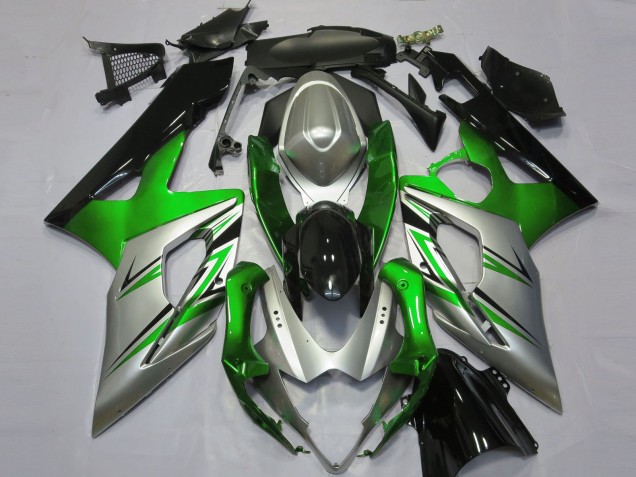 Aftermarket 2005-2006 Green Silver and Black Suzuki GSXR 1000 Motorcycle Fairings