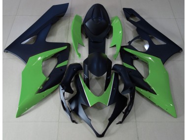 Aftermarket 2005-2006 Matte Black & Green Suzuki GSXR 1000 Motorcycle Fairings