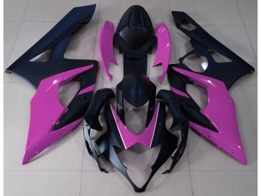 Aftermarket 2005-2006 Matte Black & Pink Suzuki GSXR 1000 Motorcycle Fairings