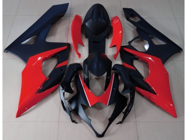 Aftermarket 2005-2006 Matte Black & Red Suzuki GSXR 1000 Motorcycle Fairings