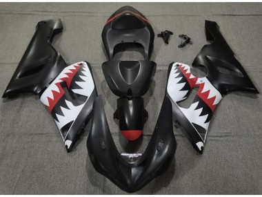 Aftermarket 2005-2006 Matte Black Shark Kawasaki ZX6R Motorcycle Fairings