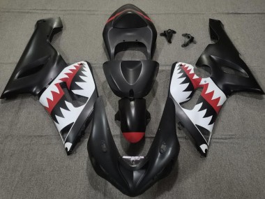 Aftermarket 2005-2006 Matte Black Shark Kawasaki ZX6R Motorcycle Fairings