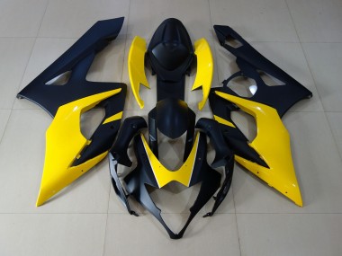 Aftermarket 2005-2006 Matte Black & Yellow Suzuki GSXR 1000 Motorcycle Fairings