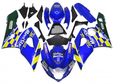 Aftermarket 2005-2006 MoviStar Blue and Yellow Check Suzuki GSXR 1000 Motorcycle Fairings