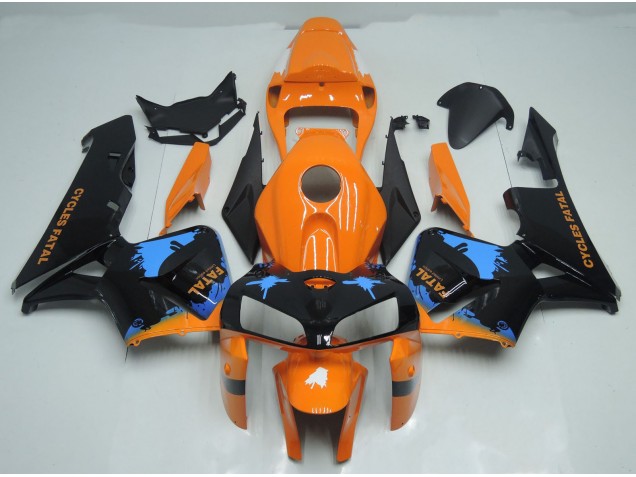 Aftermarket 2005-2006 Orange and Black Splatter Honda CBR600RR Motorcycle Fairings