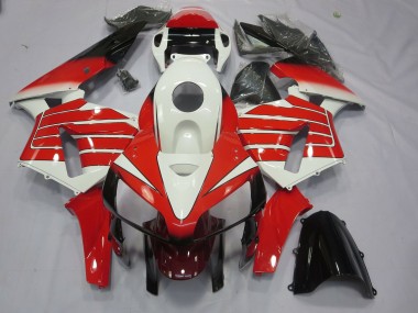 Aftermarket 2005-2006 Red and White Large Stripe Honda CBR600RR Motorcycle Fairings