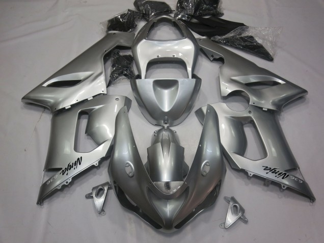 Aftermarket 2005-2006 Silver Kawasaki ZX6R Motorcycle Fairings