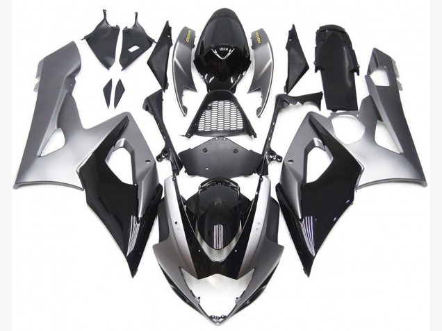 Aftermarket 2005-2006 Silver and Black Gloss Style Suzuki GSXR 1000 Motorcycle Fairings