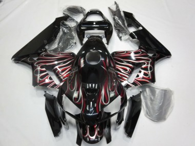 Aftermarket 2005-2006 Silver and Red Flame Honda CBR600RR Motorcycle Fairings