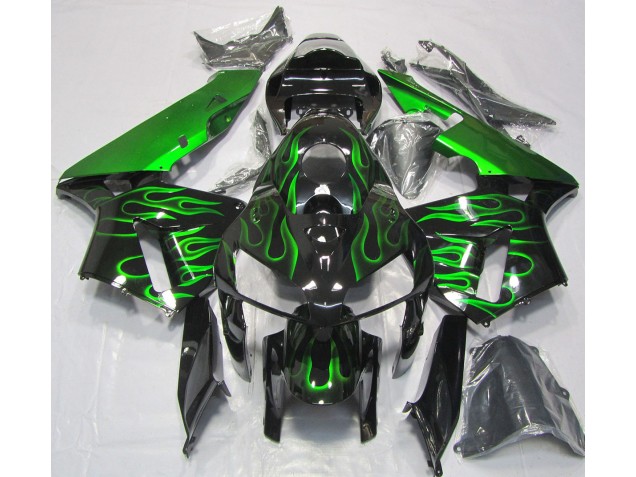 Aftermarket 2005-2006 Vibrant Green Flame Honda CBR600RR Motorcycle Fairings