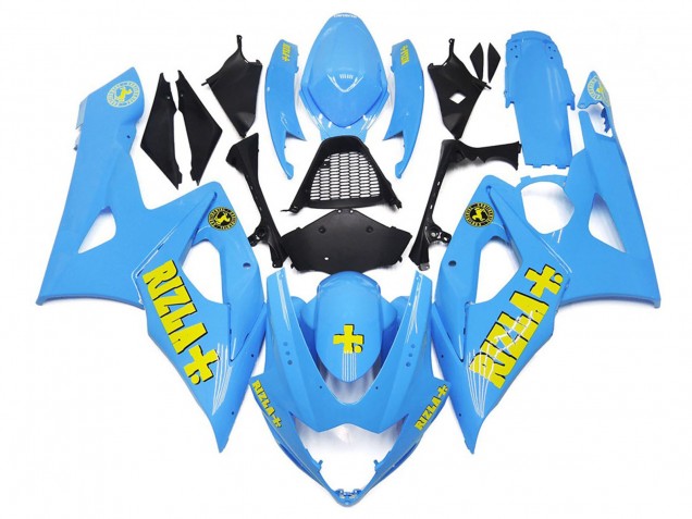 Aftermarket 2005-2006 White Blue with Yellow Rizla Suzuki GSXR 1000 Motorcycle Fairings