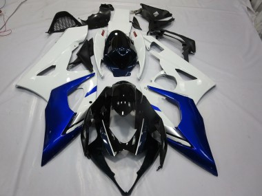 Aftermarket 2005-2006 White and Blue Suzuki GSXR 1000 Motorcycle Fairings