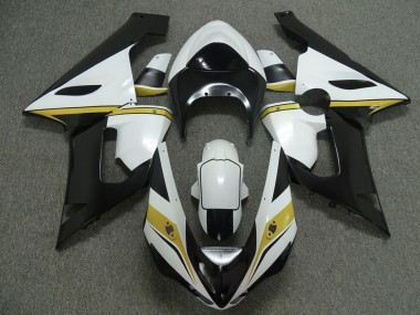 Aftermarket 2005-2006 Yellow white and Black Kawasaki ZX6R Motorcycle Fairings