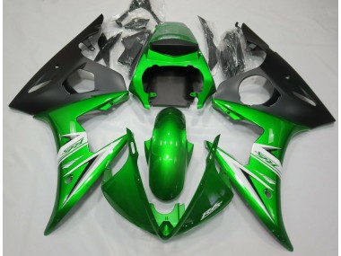 Aftermarket 2003-2005 Gloss Green & White Yamaha R6 Motorcycle Fairings