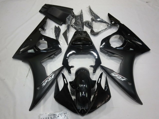 Aftermarket 2003-2005 Matte Black White Decal Yamaha R6 Motorcycle Fairings